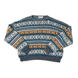 Vintage McGregor Cosby Style Mulitcolor Sweater Geometric Men's Large Grandpa
